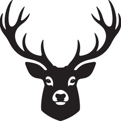 Deer head silhouette vector on white background