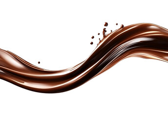Dark brown Chocolate, coffee or cocoa liquid swirl splash with little choc bubbles isolated on clear png background, liquid fluid element flowing in form of wave. , on islated transfarent background, 