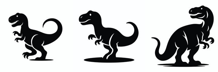 black silhouette vector set of dinosaurs