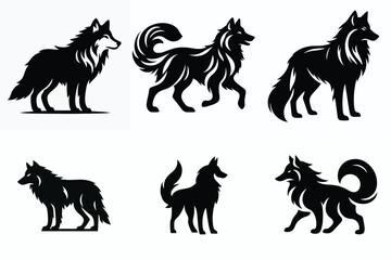 Fototapeta premium black wolf silhouette vector set