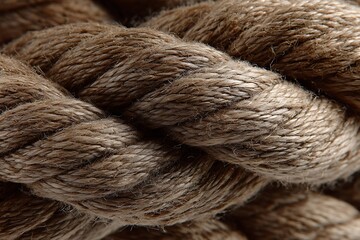 Intimate perspective of brown rope with complex braid design  
