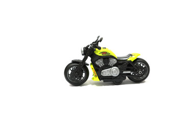  Miniature toy motorbike with white background