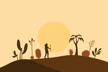 Minimalist composition combining reggae symbols-vinyl, palm trees, musical notes-with vibrant Jamaican colors and a radiant sunburst.  