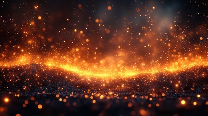 Obraz premium Fiery sparks, glowing embers, night scene, abstract background, for digital art or product backdrop