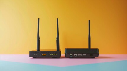 hand push the power on button of the wifi router, internet connection equipment