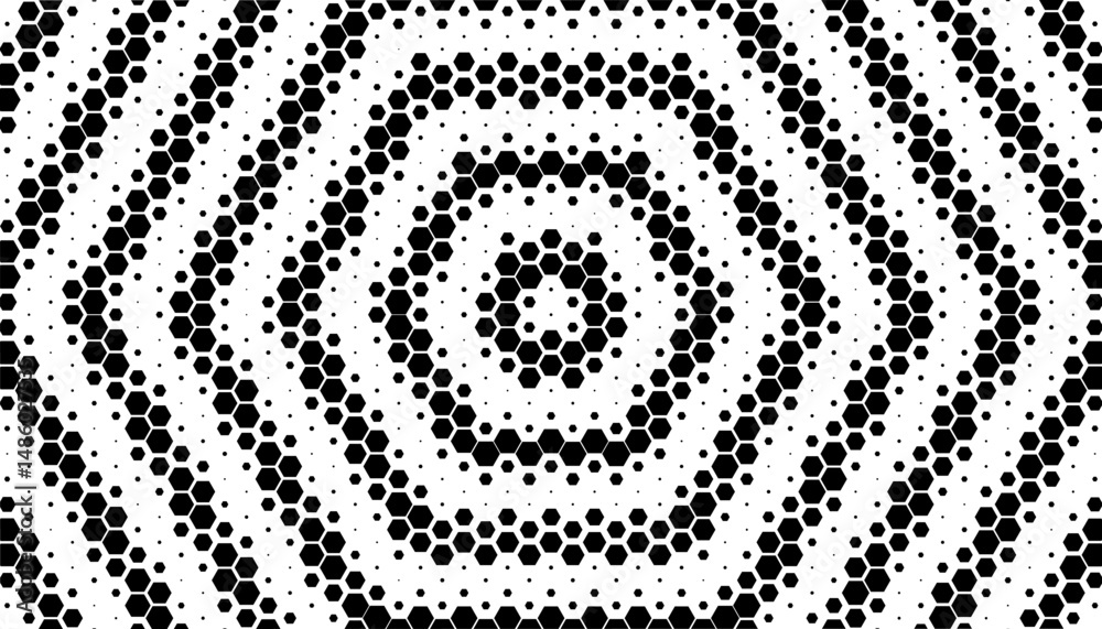 Poster black and white halftone pattern with hexagon shape for modern background and jersey design. fully e