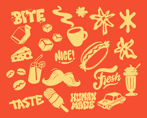 Food snack coffee cafe element pattern background layout banner wallpaper decoration print art editable