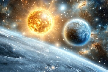 Naklejka premium Solar Flare, Earth, Space