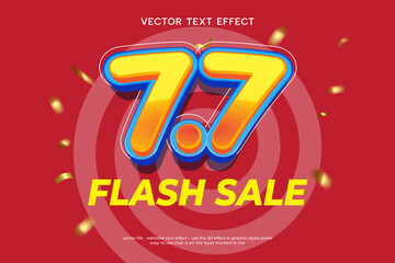 7.7 sale logo for promotional poster. 7.7 Online super sale banner template with red background
