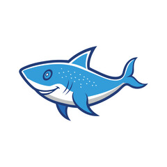 Obraz premium Blue Shark Outline Vector Illustration, Minimalist Blue Shark Vector, Elegant Blue Shark Outline Vector