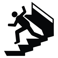 Man Falling Down Stairs Icon Vector Cartoon Clipart Line Art Illustration 2.eps