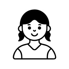 Obraz premium Smiling girl with dark pigtails in black and white icon