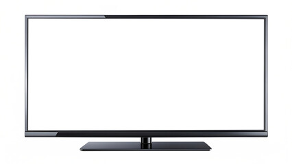 Modern flat screen television with blank white screen for content display or mockup