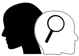 Conceptual illustration depicting the process of introspection, analysis or self examination