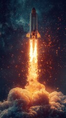 Fototapeta premium Rocket launch into space