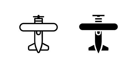 Vector icon set featuring biplanes, perfect for vintage aviation designs. © mattbadal