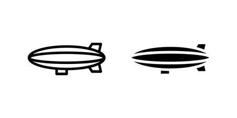 Vector icon set depicting blimps, ideal for air travel and promotional designs.