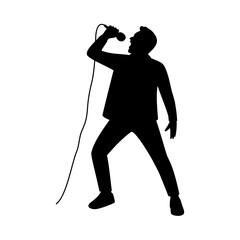 Male singer silhouette. Vector image