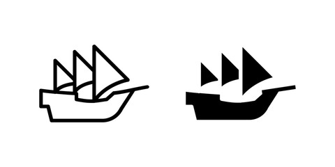 Vector icon set featuring caravels, perfect for maritime history designs.
