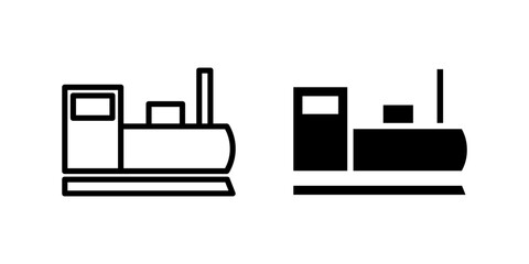 Vector icon set depicting locomotives, suitable for railway and historical designs.