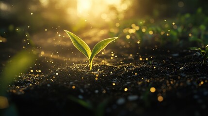Plant emerging from soil