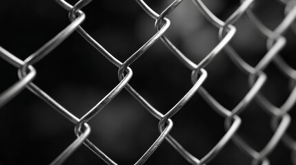 Naklejka premium A close up of a chain link fence with a black background