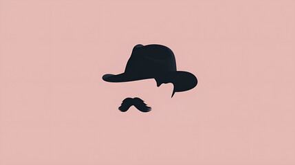 Silhouette of man with prominent mustache and hat, minimalist vector style