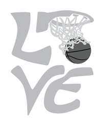 Text love with ball. vector