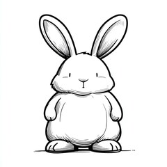 Obraz premium Cute cartoon rabbit standing upright, showcasing its round body and large ears, set against a simple background