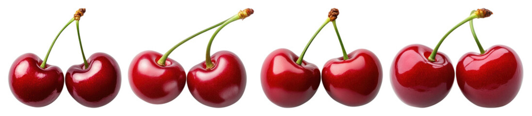 PNG 3d red cherry fruits, transparent background