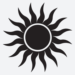 blazing sun icon silhouette vector art illustration, sun vector