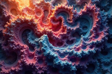 Fototapeta premium Interwoven fractal patterns & organic forms in muted tones, grey, geometry