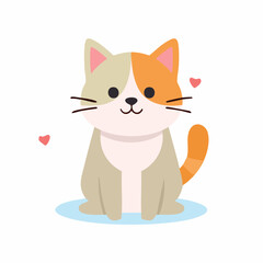 Obraz premium Cute Cat Vector Illustration in Minimal Style – Adorable Pet Animal Clipart for Kids and Design