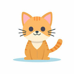 Cute Cat Vector Illustration in Minimal Style – Adorable Pet Animal Clipart for Kids and Design