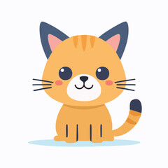 Cute Cat Vector Illustration in Minimal Style – Adorable Pet Animal Clipart for Kids and Design