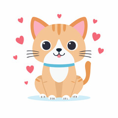 Cute Cat Vector Illustration in Minimal Style – Adorable Pet Animal Clipart for Kids and Design