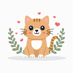 Cute Cat Vector Illustration in Minimal Style – Adorable Pet Animal Clipart for Kids and Design