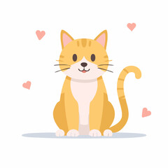 Cute Cat Vector Illustration in Minimal Style – Adorable Pet Animal Clipart for Kids and Design