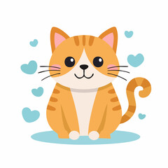 Cute Cat Vector Illustration in Minimal Style – Adorable Pet Animal Clipart for Kids and Design