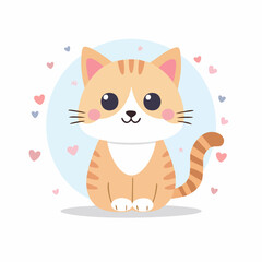 Cute Cat Vector Illustration in Minimal Style – Adorable Pet Animal Clipart for Kids and Design
