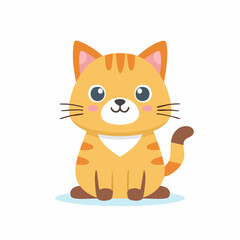 Cute Cat Vector Illustration in Minimal Style – Adorable Pet Animal Clipart for Kids and Design