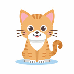 Cute Cat Vector Illustration in Minimal Style – Adorable Pet Animal Clipart for Kids and Design