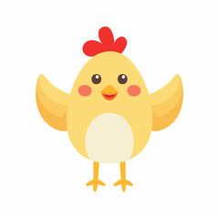 Cute Chicken Vector Illustration in Simple Minimal Style – Adorable Farm Animal Clipart