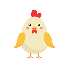Cute Chicken Vector Illustration in Simple Minimal Style – Adorable Farm Animal Clipart