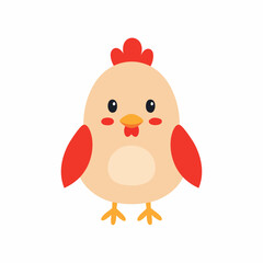 Cute Chicken Vector Illustration in Simple Minimal Style – Adorable Farm Animal Clipart