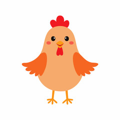 Cute Chicken Vector Illustration in Simple Minimal Style – Adorable Farm Animal Clipart