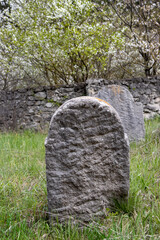 Tombstone at an abandoned jewish cemetery, Slovakia