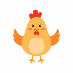 Cute Chicken Vector Illustration in Simple Minimal Style – Adorable Farm Animal Clipart