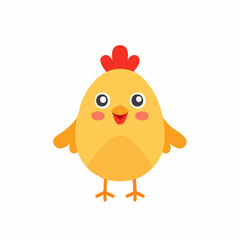 Cute Chicken Vector Illustration in Simple Minimal Style – Adorable Farm Animal Clipart