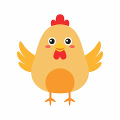 Cute Chicken Vector Illustration in Simple Minimal Style – Adorable Farm Animal Clipart